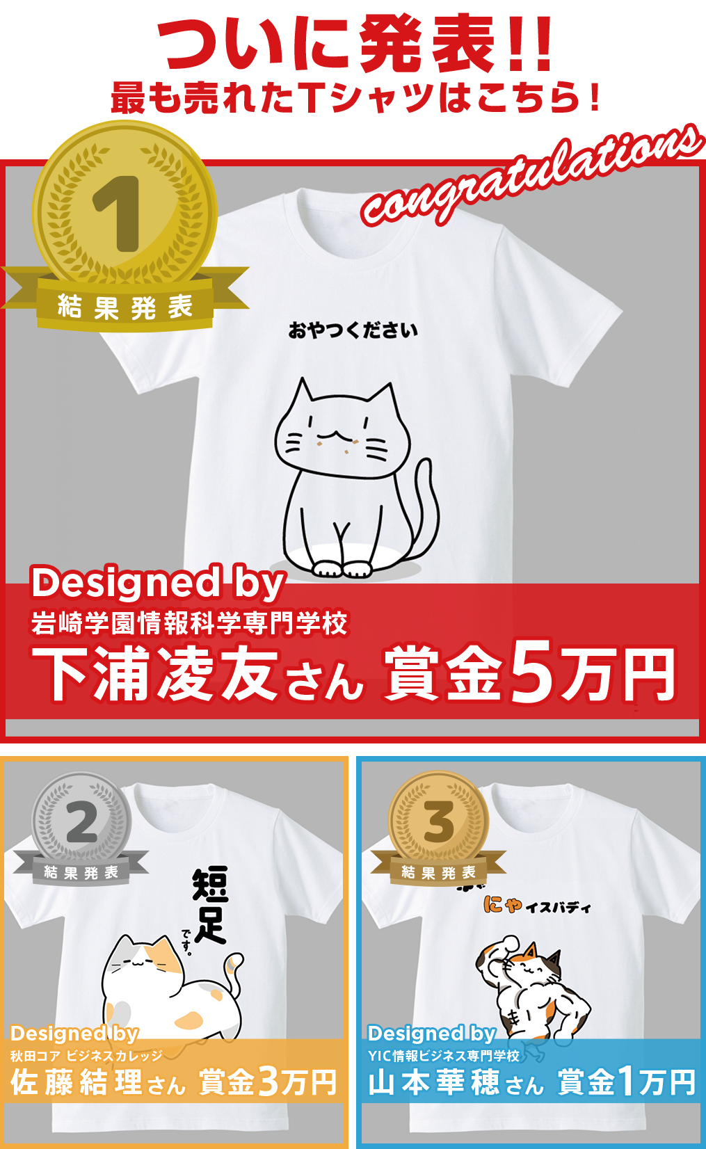 専門学生対象 Spring & Summer 2024 Tシャツデザインコンテスト 1位〜3位結果発表！